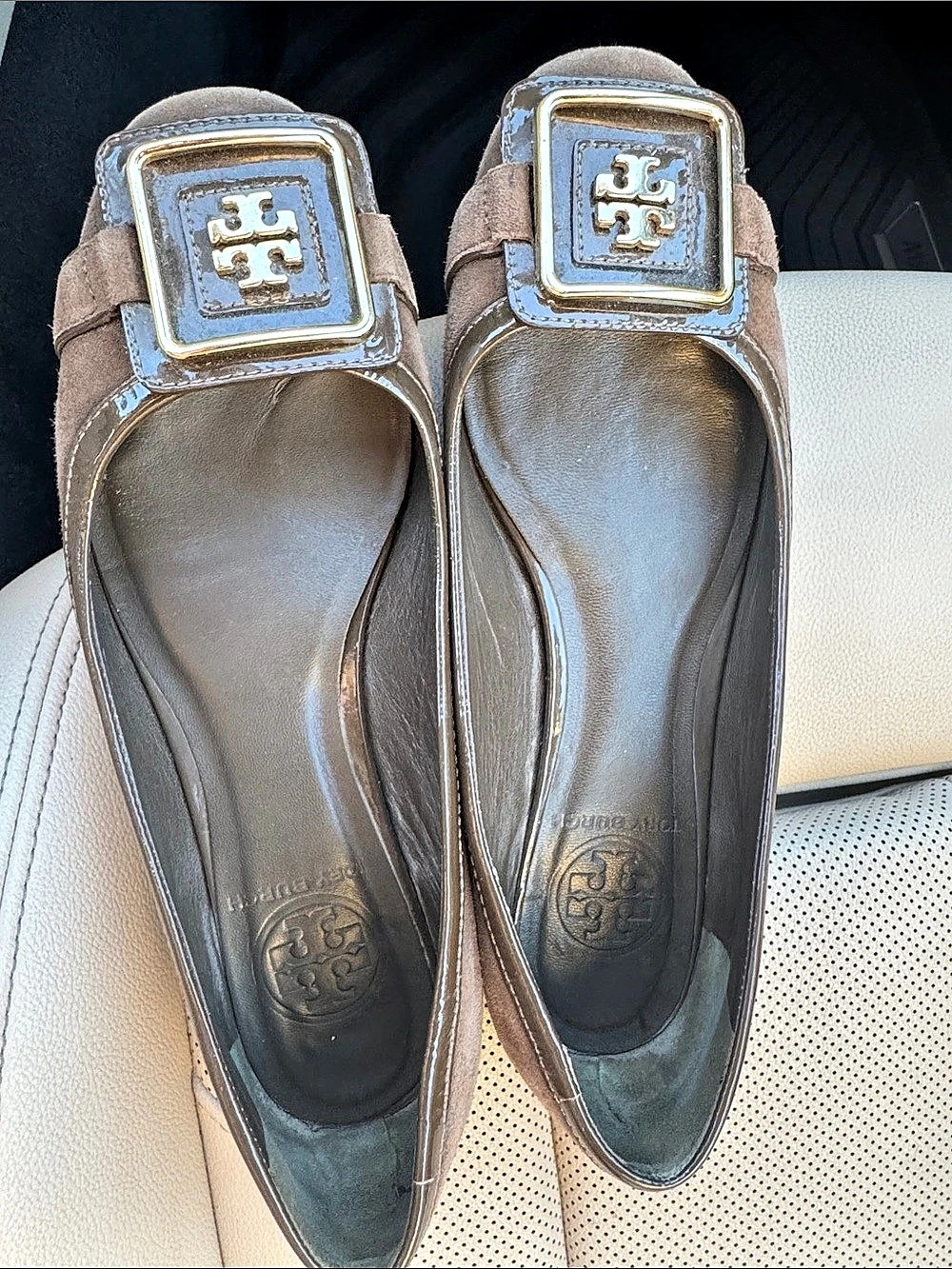 Tory Burch Brown Logo Flats